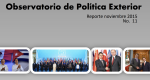Observatorio de Política Exterior No. 11. Reporte de Noviembre 2015